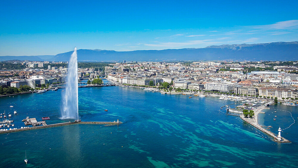 Aeial view over Lake Geneva in Switzerland